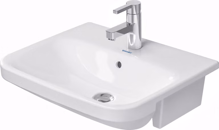 Duravit lavabo semi-encastré DuraStyle 55cm avec trop-plein, avec plage pour robinetterie, 1 trou pour robinetterie, 0375550000, 0375550000