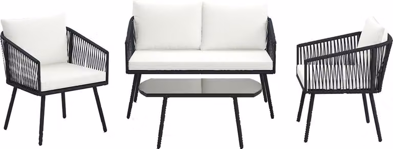 COSTWAY Set di mobili da giardino in polyrattan, set di mobili da balcone con cuscini per seduta e schienale, mobili da patio, set da giardino, gruppo di sedute, set di sedute