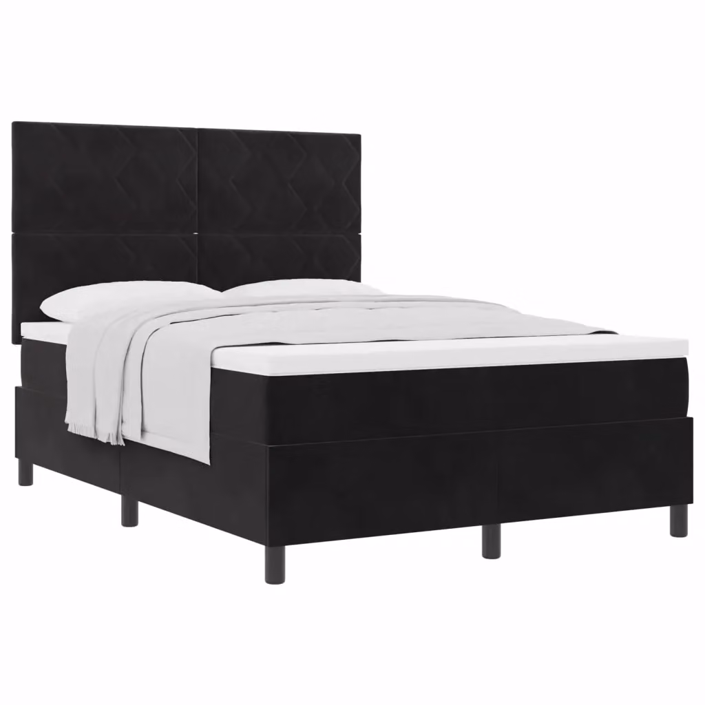 Letto a molle moderno vidaXL con testiera in velluto nero L: 160 cm, P: 200 cm – 2