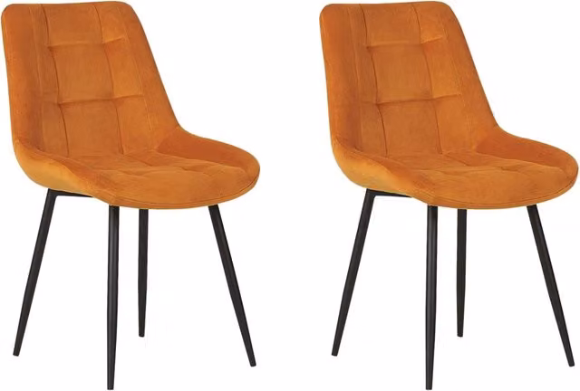 Set di 2 sedie da pranzo in velluto arancione gambe in ferro Nero sedie moderne imbottite