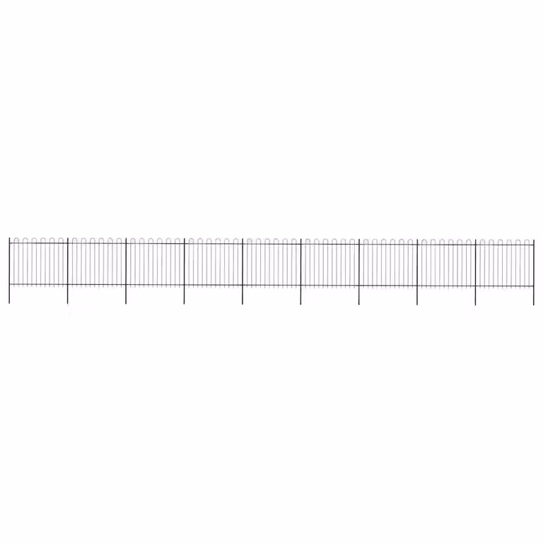 Recinzione da giardino vidaXL in acciaio nero con parte superiore ad anello L: 1506 cm, H: 200 cm