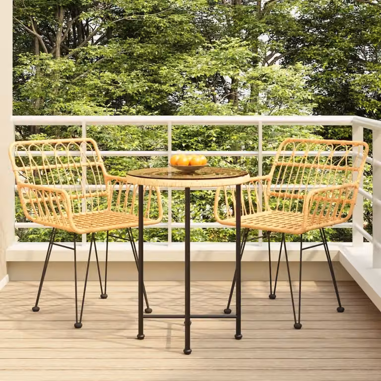 The Living Store Set da pranzo da giardino 3 pz. Set da pranzo da giardino Poly Rattan