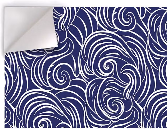 ONDE RICCE - Pellicola stampata adesiva in PVC finitura opaca Misura: 100x1000 cm, Colore: Blu