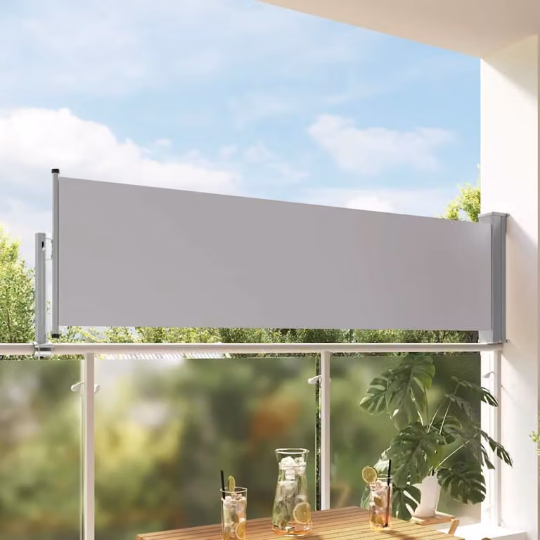 Tenda Laterale Retrattile per Patio vidaXL in Poliestere e Acciaio, Grigia, L: 300 cm, H: 80 cm