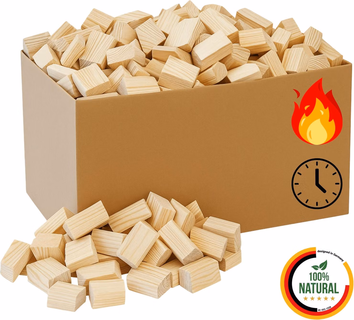 Floranica blocchi di legno 20kg - legna di pino per accensione, briquettes per camino, forno e barbecue, artigianato e modellismo