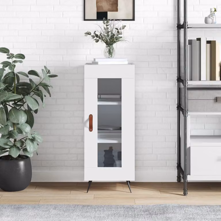 Credenza bianca vidaXL a parete in legno e metallo L/P/H: 34,5 x 34 x 90 cm