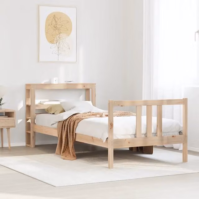 Letto con testiera in legno massello di pino vidaXL marrone L/P/H: 190 x 90 x 82 cm