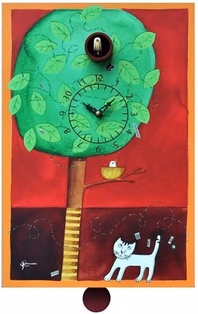 Orologio con cucù Sul Ramo stampa su mdf Made in Italy