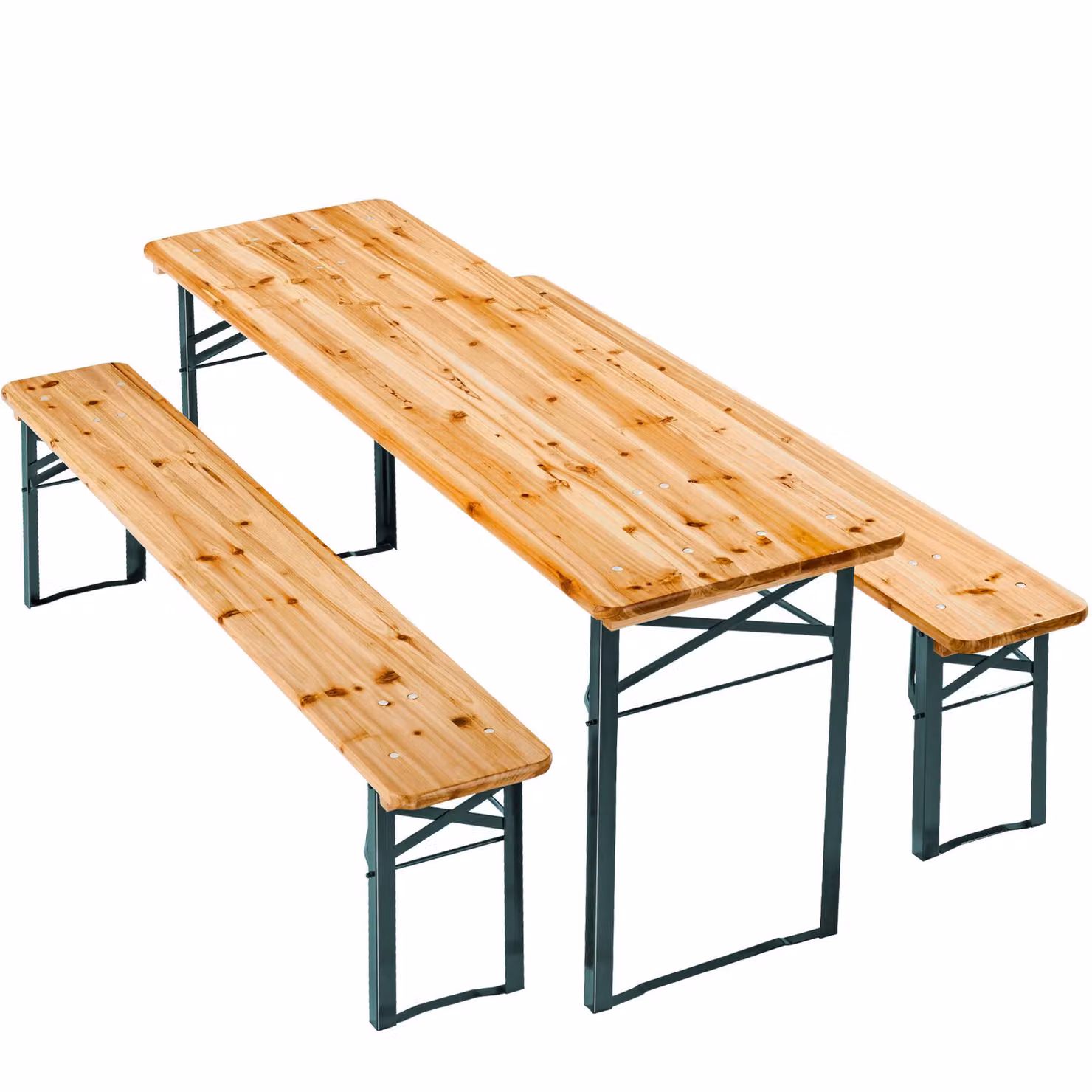 Set da giardino TecTake GmbH in legno e acciaio verniciato marrone con tetto pieghevole – 3