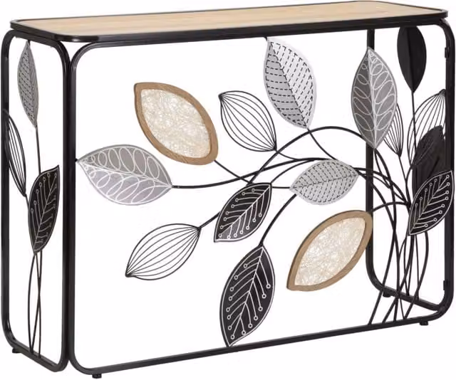 Console Autumn CHARME1921 in legno e metallo, marrone e nero, L/P/H: 108 x 36,8 x 80 cm