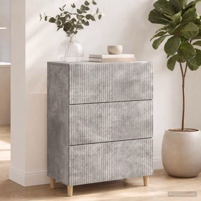 Mobile con Cassetti Moderno vidaXL in MDF Grigio L: 66 cm, P: 34,5 cm, H: 90 cm – 1
