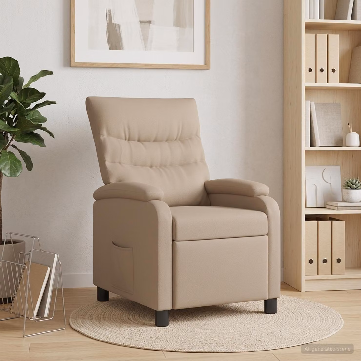 Poltrona reclinabile relax vidaXL in similpelle beige e marrone con braccioli per soggiorno o ufficio in casa