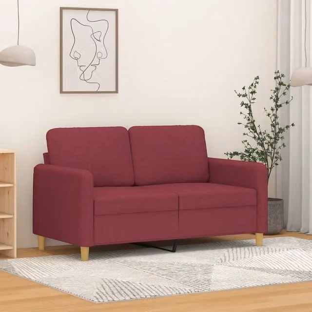 Divano moderno vidaXL in tessuto rosso con struttura in metallo per il tuo soggiorno L: 138 cm, P: 77 cm, H: 80 cm – 1
