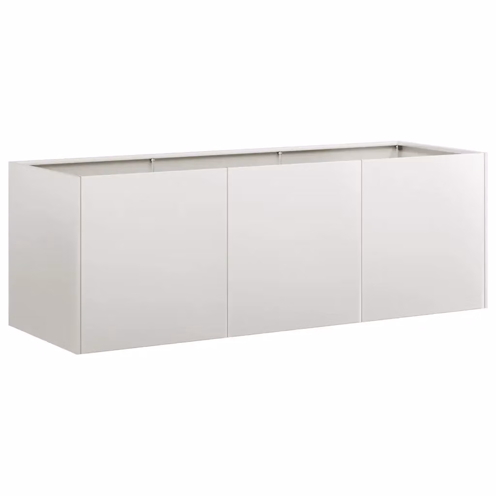 Fioriera a vasca Design Mania in acciaio inox per orto o giardino, L/P/H: 120 x 40 x 40 cm, disponibile in argento o bianco – 2