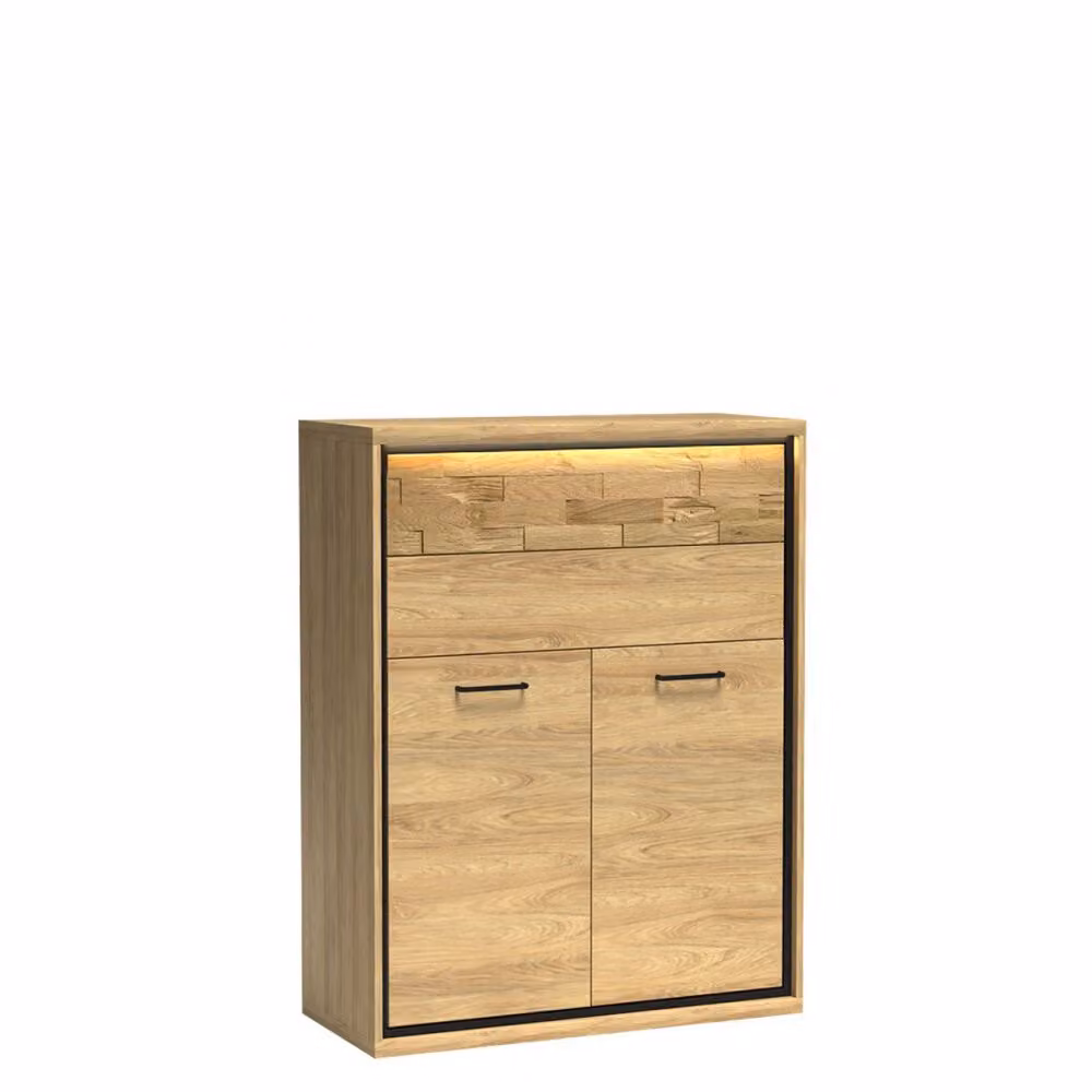 Cassettiera combinata con illuminazione a LED SUCRE 1 – noce hikora / rovere