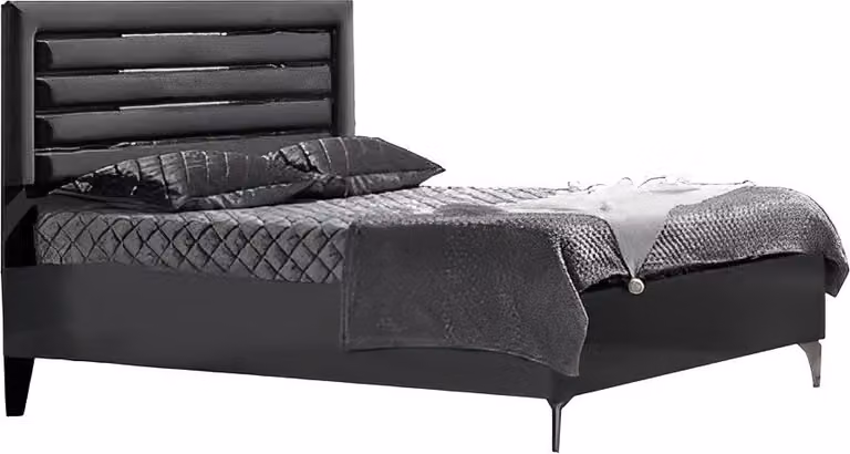 Doppelbett Bett Schlafzimmer 180сm Matratze Schwarz moderner Polsterbett Holz