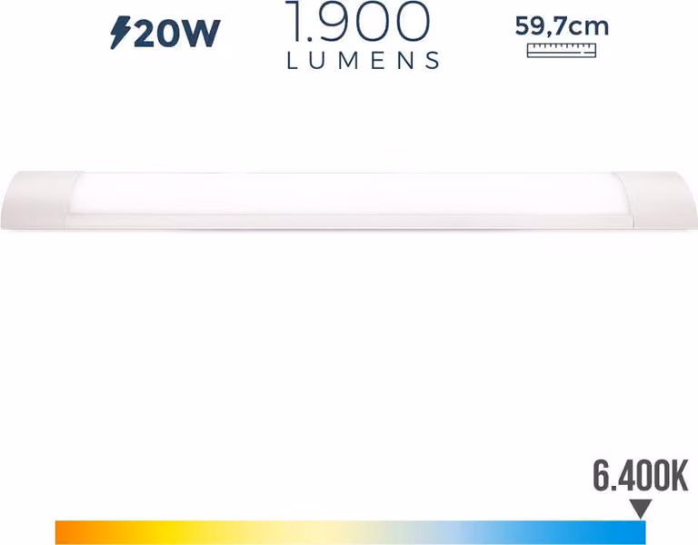 Striscia elettronica a led 20w 6400k luce fredda 1900lm 8x59,7x3,1cm edm