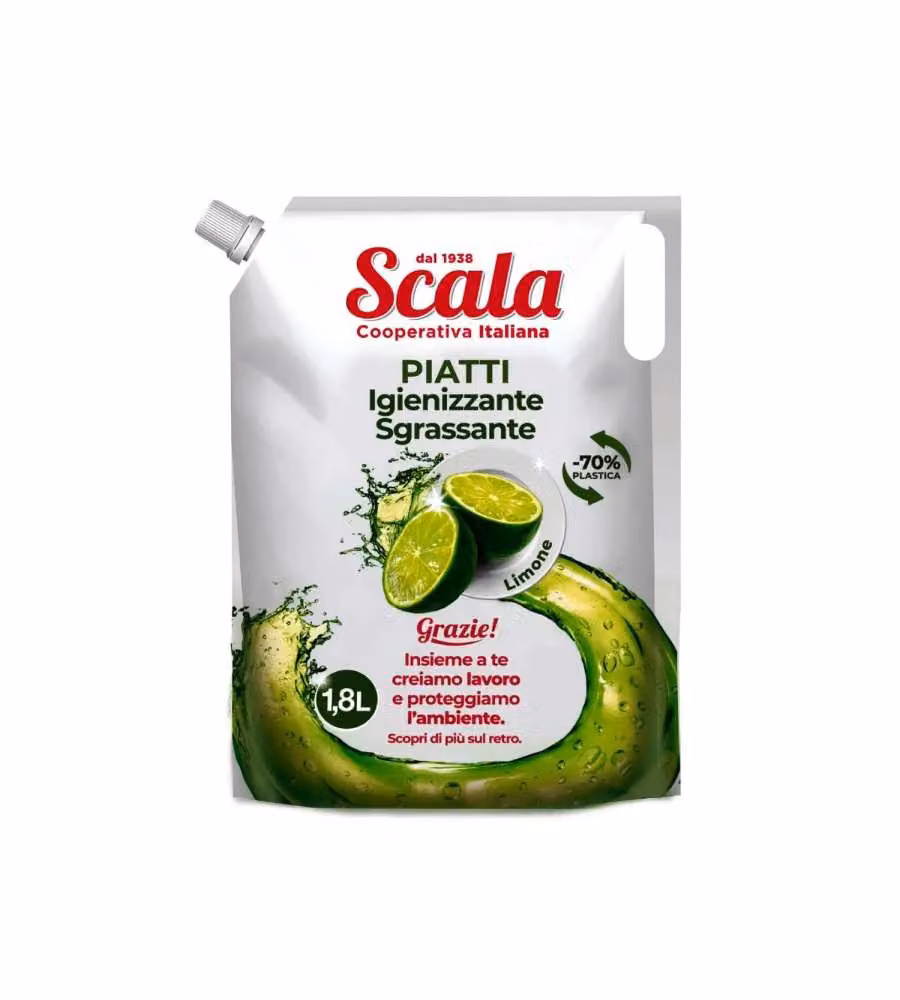 Scala Piatti Limone - Detersivo piatti ricarica 1,8L agrumi e aceto