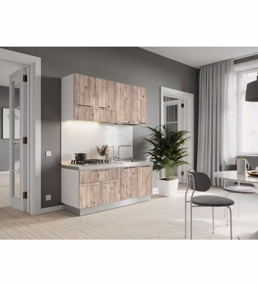 Cucina Moderna CFadda Eco Bianco e Node con Cappa, Lavello e Piano Cottura, L: 160 cm