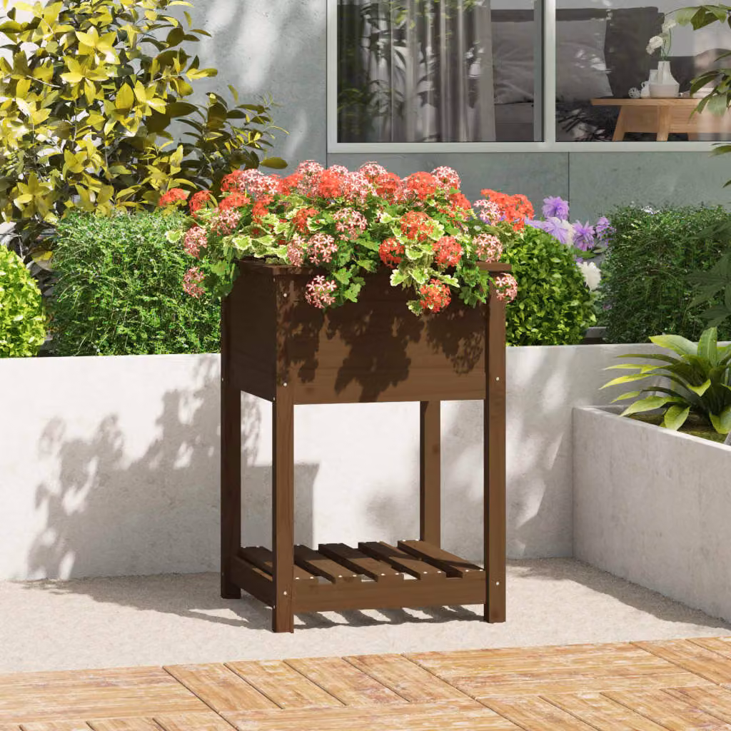 Fioriera rialzata in legno massello vidaXL colore marrone L: 54 cm, P: 54 cm, H: 81 cm