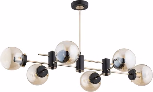 Lampadario Alfa Sola 6xE14 nero ottone sfere vetro