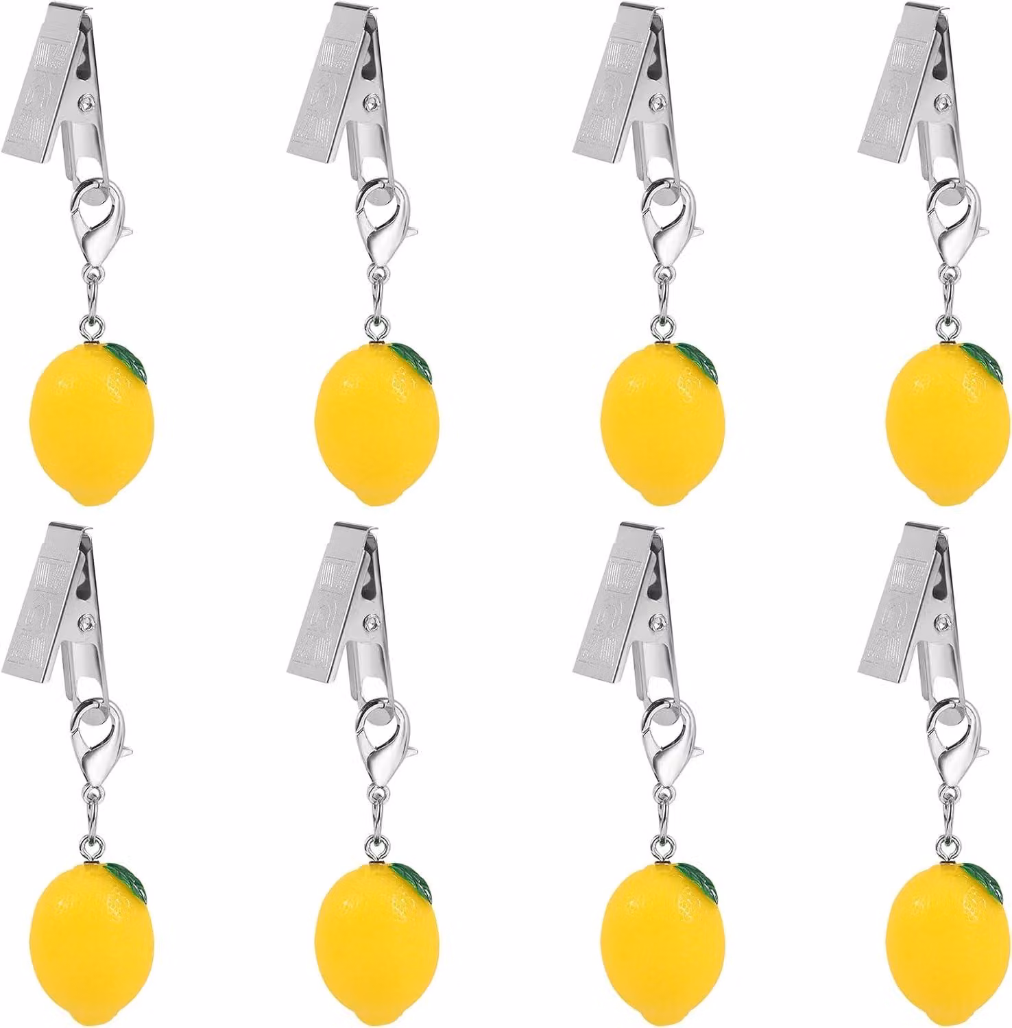 Pesetti per tovaglia a forma di limone, confezione da 8 pezzi, con clip, ideali per l'uso in giardino e durante i picnic
