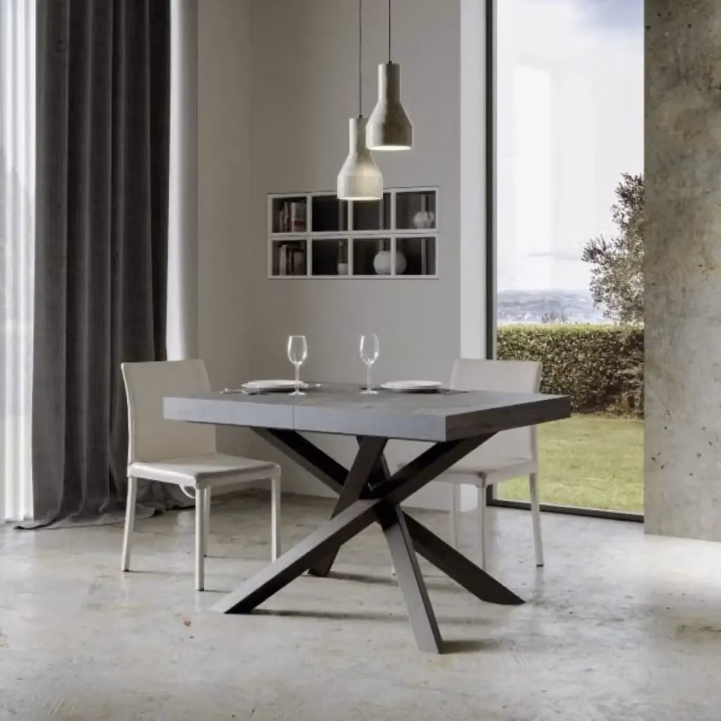 Tavolo allungabile Volantis Itamoby colore grigio con gambe in metallo antracite L/P: 120/380 x 90 cm – 2