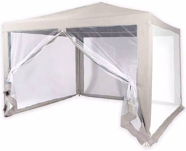Gazebo da giardino Trade Shop Traesio con zanzariera e telo impermeabile bianco L: 240 cm, P: 300 cm, H: 250 cm