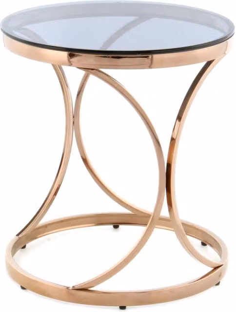 Tavolino da salotto Weyda in vetro grigio e oro rosa