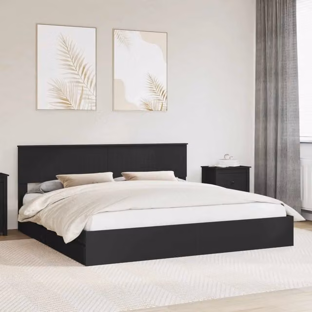 Letto con Contenitore Nero 200 x 200 cm Legno ingegnerizzato 3410764