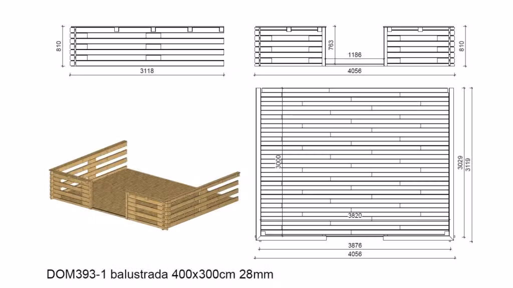 Veranda in legno ALTANKA DOM542 marrone 12m2 L: 4 m x P: 3 m – 2