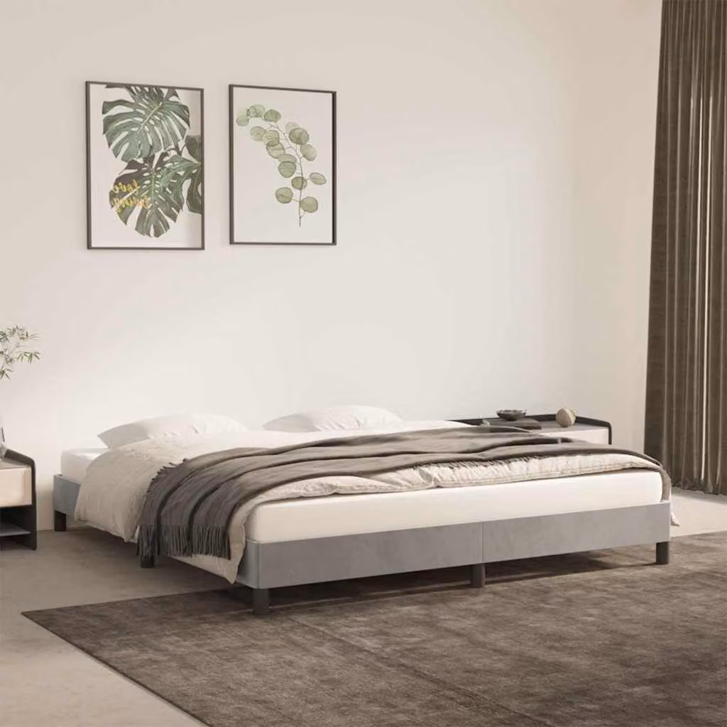vidaXL Giroletto imbottito in velluto Grigio Chiaro L/P/H: 180 x 200 x 203 cm
