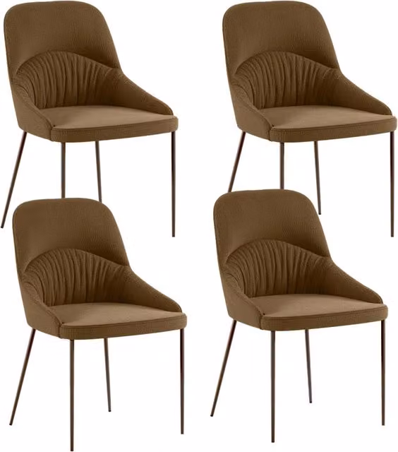 Set 4 Sedie Ginevra 54x63x89 cm in Tessuto Easy-Clean Gambe in Metallo Bronzo Marrone