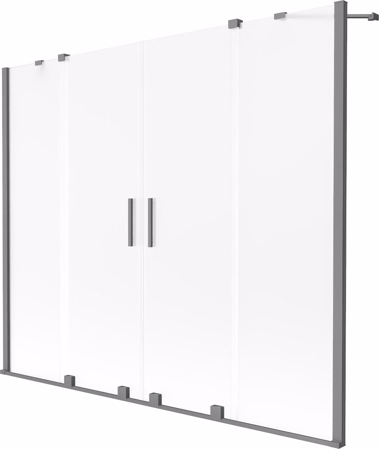 Mexen Velar Duo paratia da vasca da bagno a 2 ante scorrevole 170 x 150 cm, brina, canna di fucile - 896-170-000-32-95