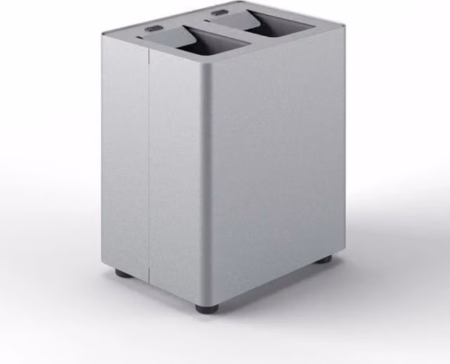Pattumiera a 2 scomparti Giordanoshop da 16 L con contenitori interni in acciaio verniciato Grigio L: 33 cm, P: 25,5 cm, H: 39 cm