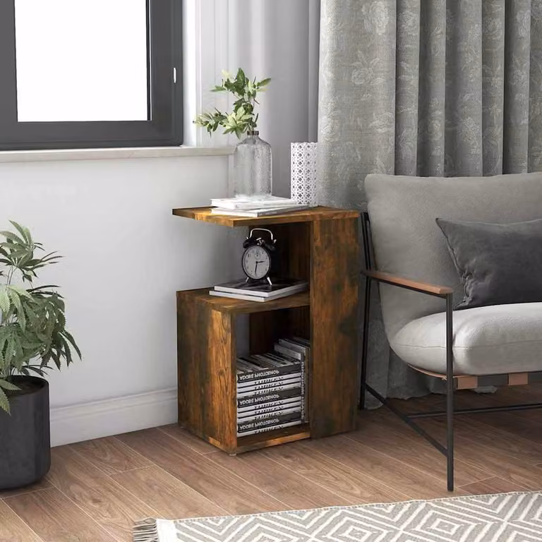vidaXL Tavolino da Salotto Moderno in Legno Rovere Fumo L/P/H: 36 x 30 x 56 cm