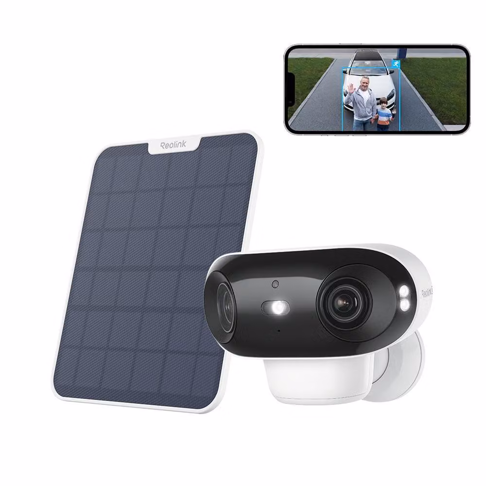 Telecamera di sicurezza per esterni Reolink 4K 8MP a batteria/pannello solare, visione notturna ColourX, doppio obiettivo, panoramica a 180°, Wi-Fi 6 a doppia banda, rilevamento intelligente