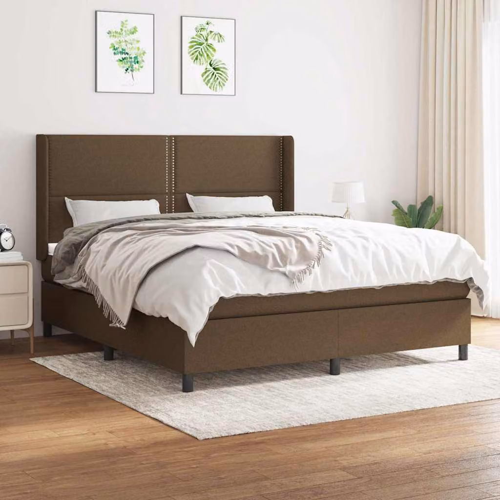 vidaXL Letto Ibrido con Giroletto a Molle e Materasso, Marrone e Bianco, L/P/H: 180 x 200 x 128 cm