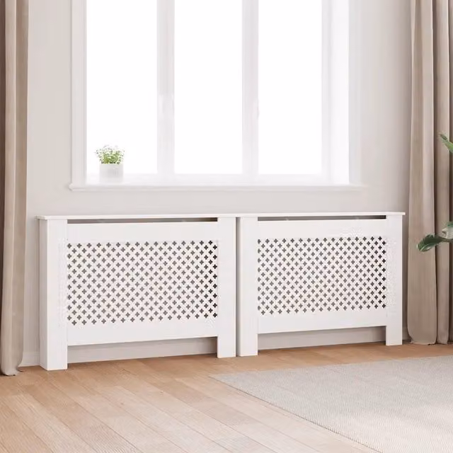 Set di 2 coperture per radiatori vidaXL in MDF bianche L: 112 cm, P: 19 cm, H: 81,5 cm