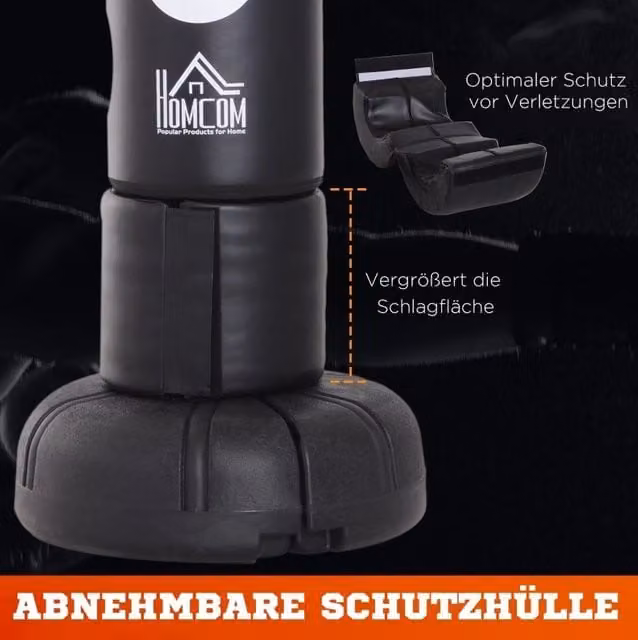 Sacco da boxe autoportante con base in plastica, 176 cm, nero