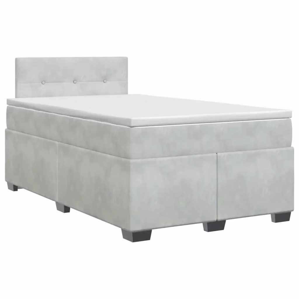 Letto box spring con materasso ibrido vidaXL in tessuto grigio e bianco L/P: 120 x 200 cm – 2
