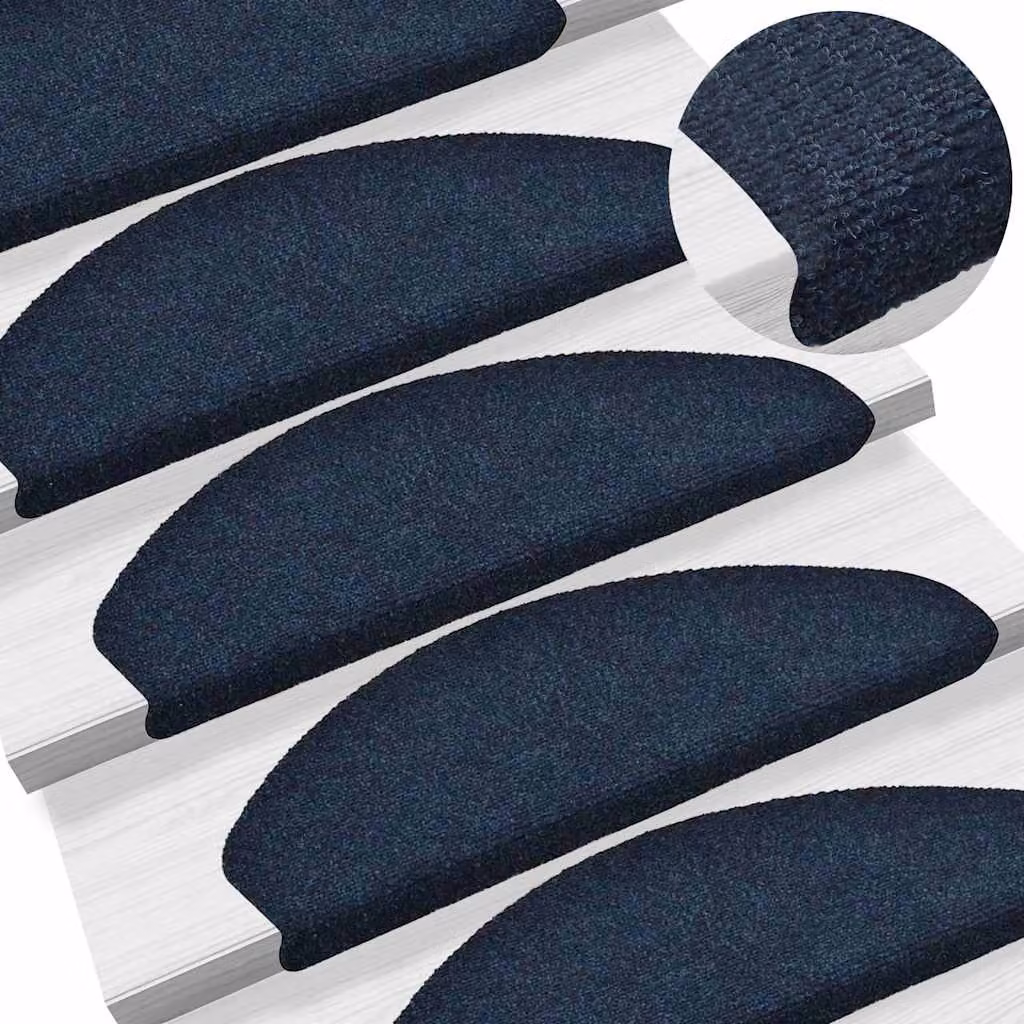 Set di 5 tappetini per scale autoadesivi vidaXL, forma semicircolare, colore blu, L: 65 cm, P: 21 cm, H: 4 cm
