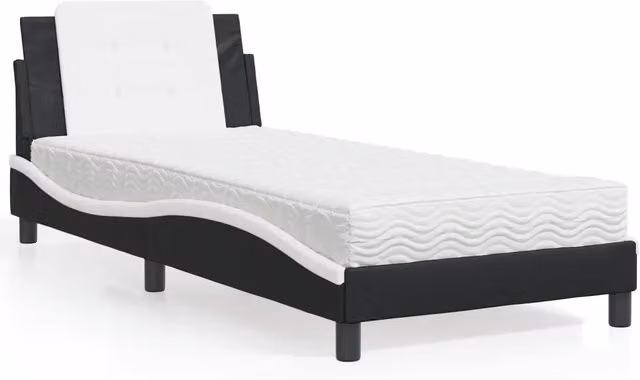 Giroletto senza Materasso-Struttura Letto Zadar Nero e Bianco 90x190 cm in Similpelle 259671