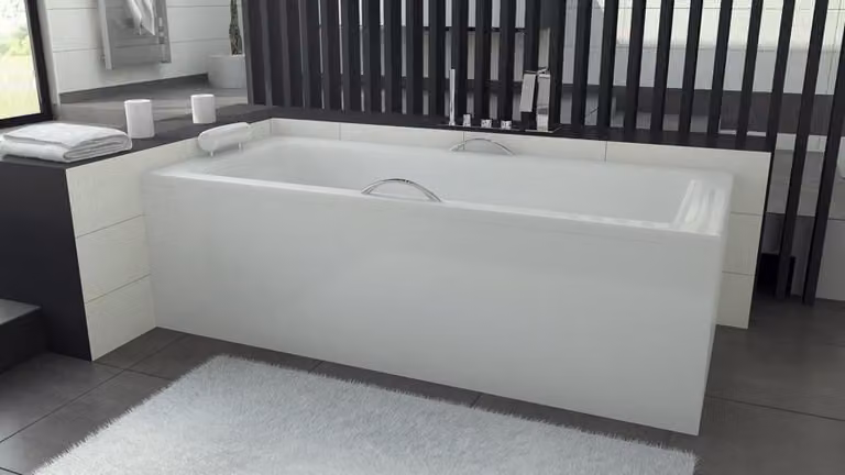 Badezimmer Rechteckige Eck Wannen Badewannen Weiß Eckwanne abgerundete Wanne