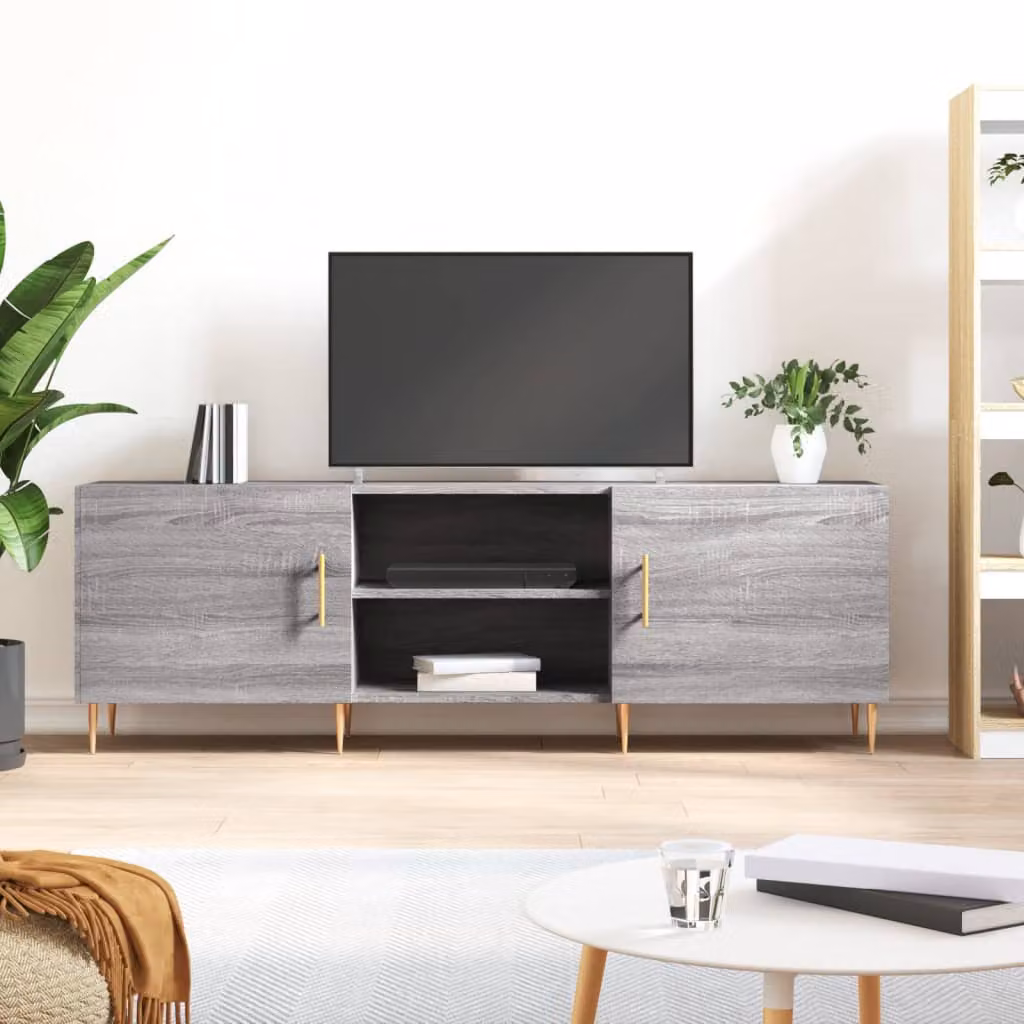 vidaXL Mobile Porta TV Moderno Grigio in Legno e Metallo L: 150 cm, P: 30 cm, H: 50 cm