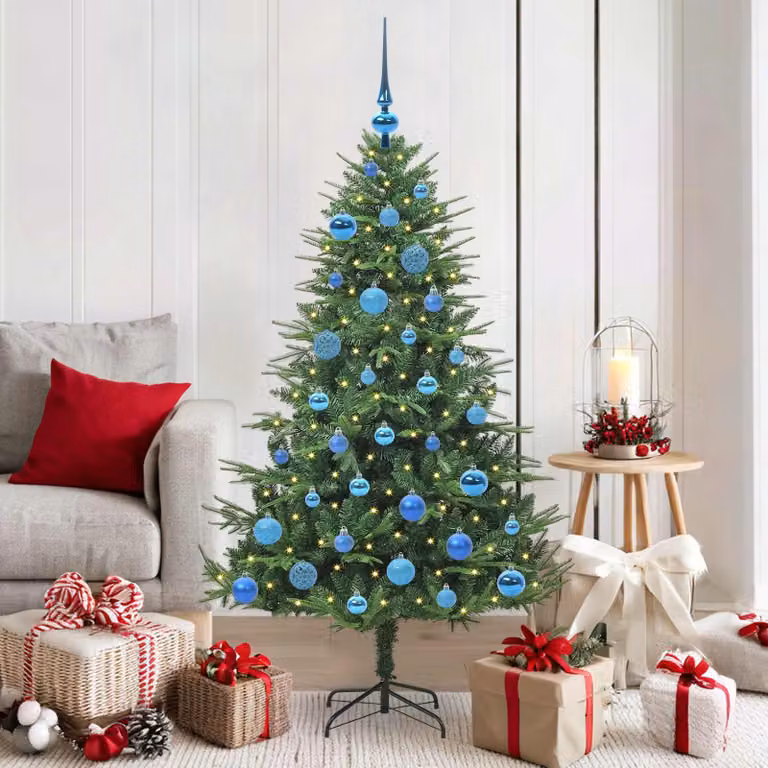 Maison Exclusive - Albero di Natale artificiale illuminato con set di palline verdi