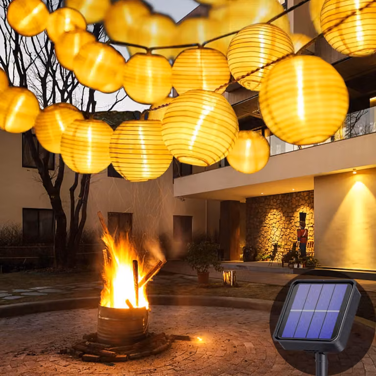 Catena luminosa solare, 6 metri, 20 LED, impermeabile, luce bianco caldo, 8 modalità