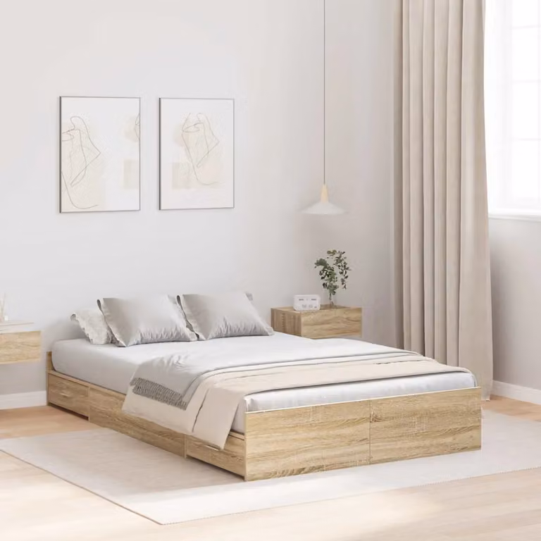 vidaXL Struttura letto con contenitore in legno e MDF marrone L: 120 cm, P: 200 cm, H: 193 cm