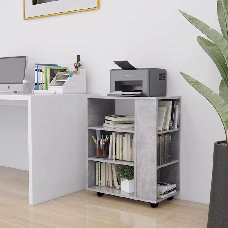Mobiletto con Ruote vidaXL in Legno Multistrato Grigio Cemento L: 60 cm, P: 35 cm, H: 75 cm