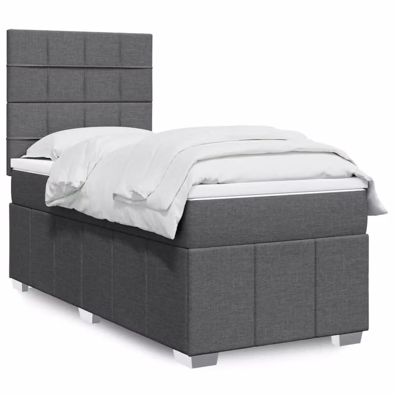 vidaXL Letto Ibrido con Materasso a Molle Insacchettate Grigio e Bianco L/P/H: 80 x 200 cm